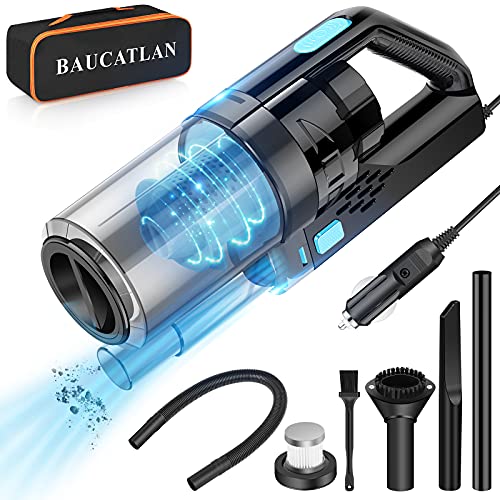 Baucatlan Car Vacuum with Powerful Suction, Portable Car Vacuum Cleaner with 16.4 Ft Corded, 12V/150W/7500PA, Car Cleaning Kit with Three Layer HEPA Filter for Deep Cleaning