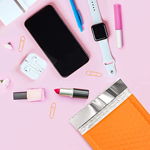 Metronic 4x8 Inch 50pcs Halloween Padded Envelopes Bubble Mailers #000 Bubble Lined Poly Mailer Self Seal Orange