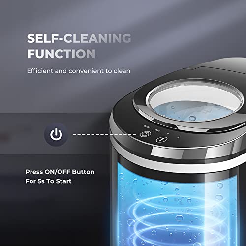 TRUSTECH Ice Maker Portable Ice Machine Countertop, 9 Ice Cubes Ready in 6 Mins, 26 lbs in Ice 24 Hrs & 2 Size (S/L), Ice Machine for Home Camp Party (Semi-Auto Cleaning, Ice Scoop & 1.5 lb Basket)