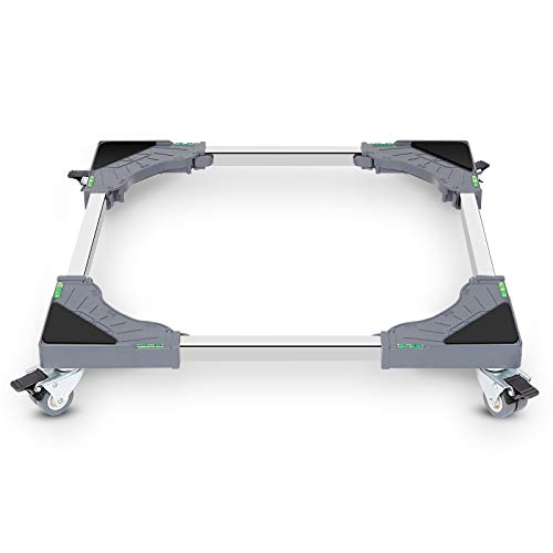 W B D WEIBIDA Adjustable Appliance Dolly Cart with 4 Locking Wheels Small Furniture Mover Mobile Base for Washing Machine, Dryer, Refrigerator and Mini Fridge Stand Moving Cart