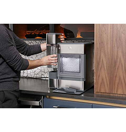 GE Profile Opal | Countertop Nugget Ice Maker with Side Tank | Portable Ice Machine Makes up to 24 lbs. of Ice Per Day | Stainless Steel Finish
