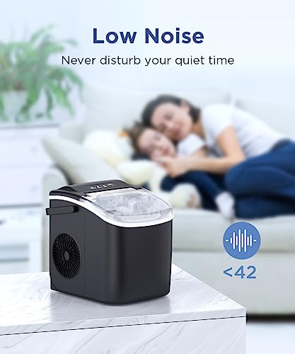 COWSAR Ice Makers Countertop, Portable Ice Maker Machine with Self-Cleaning, 26.5lbs/24Hrs, 6 Mins/9 Pcs Bullet Ice, Ice Scoop and Basket, Handheld Ice Maker for Kitchen/Home/Office/Party