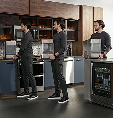 GE Profile Opal | Countertop Nugget Ice Maker with Side Tank | Portable Ice Machine Makes up to 24 lbs. of Ice Per Day | Stainless Steel Finish
