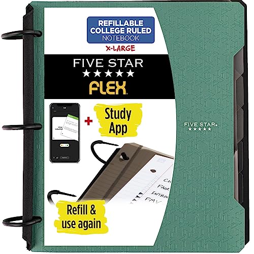 Five Star Flex Hybrid NoteBinder, 1-1/2 Inch Binder with Tabs, Notebook and 3 Ring Binder All-in-One, Assorted Colors, Color Selected for You, 1 Count (29324)