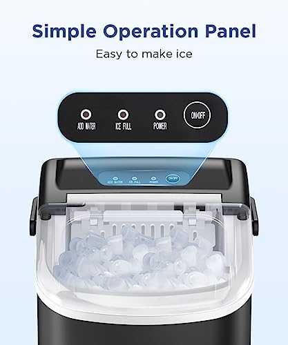 COWSAR Ice Makers Countertop, Portable Ice Maker Machine with Self-Cleaning, 26.5lbs/24Hrs, 6 Mins/9 Pcs Bullet Ice, Ice Scoop and Basket, Handheld Ice Maker for Kitchen/Home/Office/Party