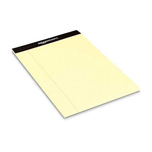 AmazonBasics Narrow Ruled 5 x 8-Inch Writing Pad - Canary (50 Sheet Paper Pads, 12 pack)