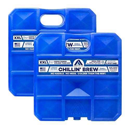 Arctic Ice Chillin' Brew Series Long Lasting High Performance Ice Pack for Beer, Beverages, Tailgating, Day Trips and More - Freezes at 28 Degrees (2-Pack) (Small .75 LB)