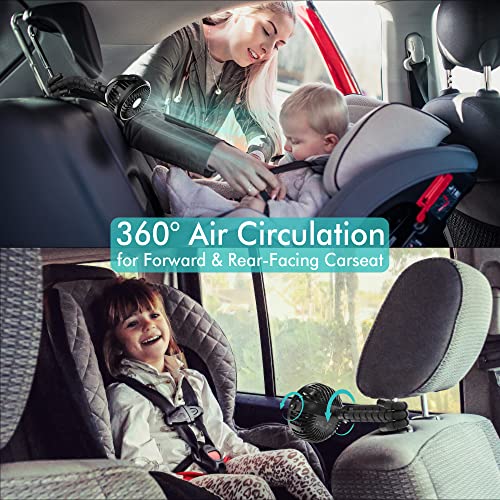 Amacool Battery Operated Stroller Fan Flexible Tripod Clip On Fan with 3 Speeds and Rotatable Handheld Personal Fan for Car Seat Crib Bike Treadmill (Black)