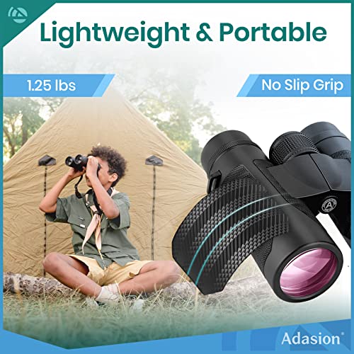 12x42 Binoculars for Adults with New Smartphone Photograph Adapter - 18mm Large View Eyepiece - 16.5mm Super Bright BAK4 Prism FMC Lens - Binoculars for Birds Watching Hunting - Waterproof (1.25 lbs)