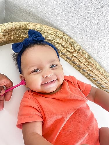 oogiebear - The Safe Baby Nasal Booger and Ear Cleaner - Baby Shower Registry Essential | Easy Baby Nose Cleaner Gadget for Infants and Toddlers | Dual Earwax and Snot Removal, Blue Two Pack