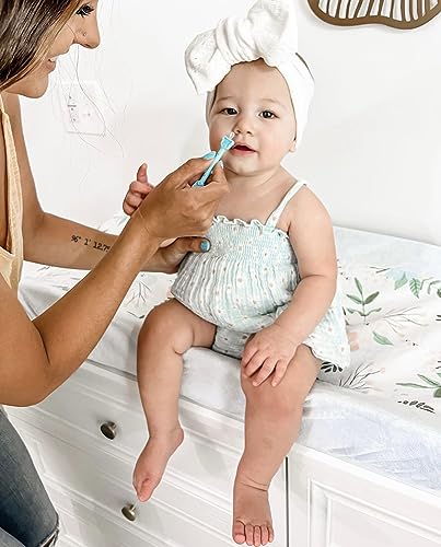 oogiebear - The Safe Baby Nasal Booger and Ear Cleaner - Baby Shower Registry Essential | Easy Baby Nose Cleaner Gadget for Infants and Toddlers | Dual Earwax and Snot Removal, Blue Two Pack