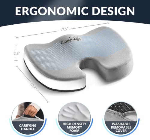 ComfiLife Gel Enhanced Seat Cushion - Non-Slip Orthopedic Gel & Memory Foam Coccyx Cushion for Tailbone Pain - Office Chair Car Seat Cushion - Sciatica & Back Pain Relief