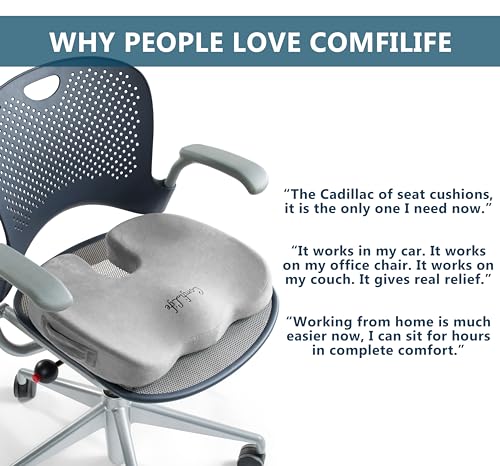 ComfiLife Gel Enhanced Seat Cushion - Non-Slip Orthopedic Gel & Memory Foam Coccyx Cushion for Tailbone Pain - Office Chair Car Seat Cushion - Sciatica & Back Pain Relief