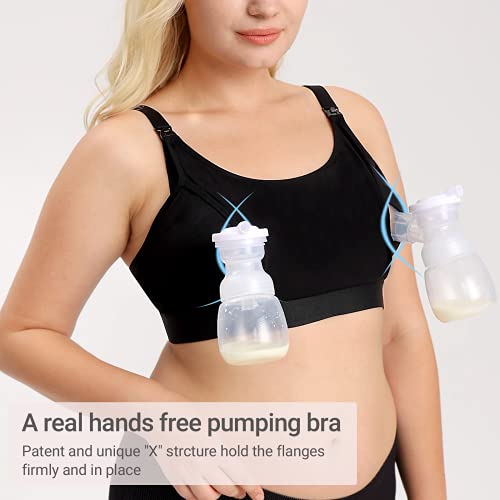 Momcozy Hands Free Pumping Bra, Adjustable Breast-Pumps for Women Black, Size X-Small