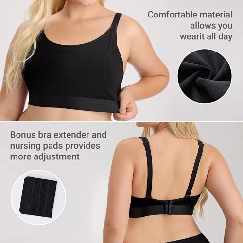 Momcozy Hands Free Pumping Bra, Adjustable Breast-Pumps for Women Black, Size X-Small