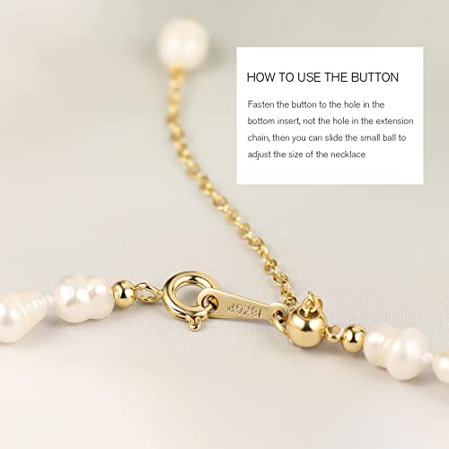 InzheG Pearl Necklace Dainty Choker Baroque Cultured Strands Short Tiny Chain Handmade Vintage Jewelry for Women Girls