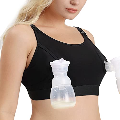 Momcozy Hands Free Pumping Bra, Adjustable Breast-Pumps for Women Black, Size X-Small