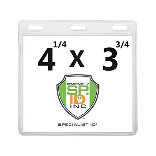 2 Pack - Premium Vaccination Card Protector 3 X 4 In for CDC Immunization Record or 4x3 Horizontal Badge IâD Name Tag - Clear Vinyl Plastic Sleeve w 3 Lanyard Slots for Events & Travel - Specialist ID