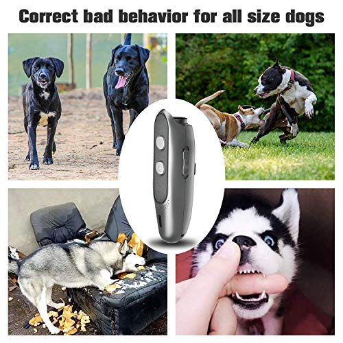 Elopaw Dog Barking Deterrent Devices Anti Barking Device Rechargeable 3 Frequency Dog Bark Deterrent 2 in 1 Dog Training Tool 16.5 Ft Range Handheld Dog Repellent with LED Indicator Wrist Strap