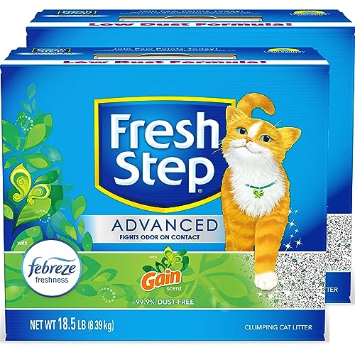 Fresh Step Advanced Cat Litter, Clumping Cat Litter, 99.9% Dust-Free, Gain Scent, 18.5 Ibs (Pack of 2)