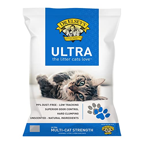Dr. Elsey's Premium Clumping Cat Litter Ultra Uncented | 99.9% Dust-Free, Low Tracking, Hard Clumping, Superior Odor Control & Natural Ingredients, 40 Pound (Pack of 1)