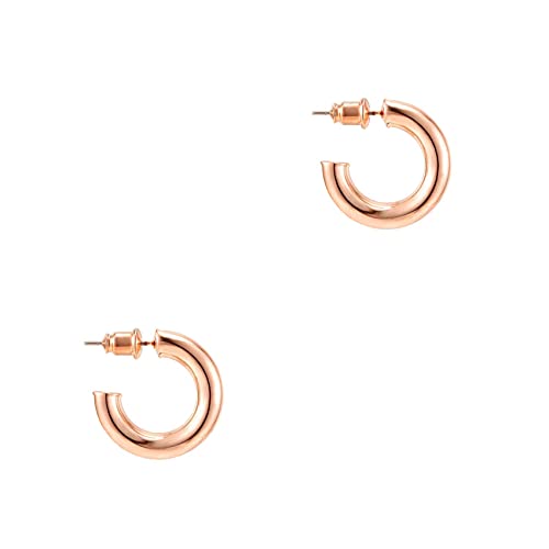 PAVOI 14K Rose Gold Colored Lightweight Chunky Open Hoops | 30mm Rose Gold Hoop Earrings for Women