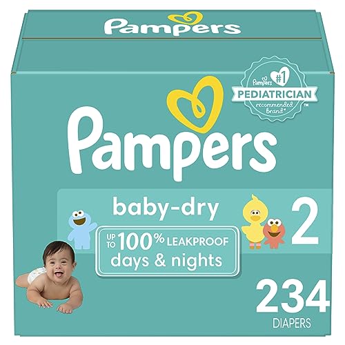Diapers Size 2, 234 Count - Pampers Baby Dry Disposable Baby Diapers, ONE MONTH SUPPLY