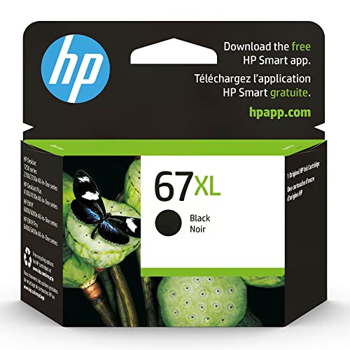 Original HP 67XL Black High-yield Ink Cartridge | Works with HP DeskJet 1255, 2700, 4100 Series, HP ENVY 6000, 6400 Series | Eligible for Instant Ink | 3YM57AN