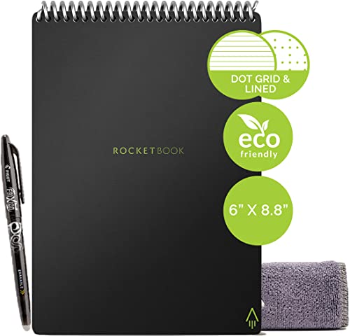 Rocketbook Flip - with 1 Pilot Frixion Pen & 1 Microfiber Cloth Included - Black Cover, Executive Size (6" x 8.8")