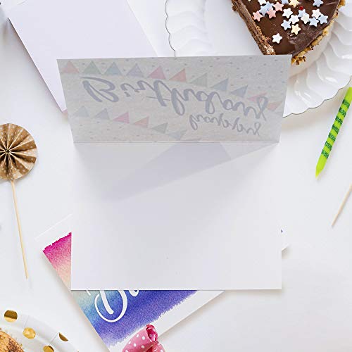 Spark Ink Birthday Cards Assortment (50 pcs). Happy Birthday Greeting Card for Kids & Adults. Bulk Pack Includes 4 X 6 inch Unique Bday Cards & Envelopes