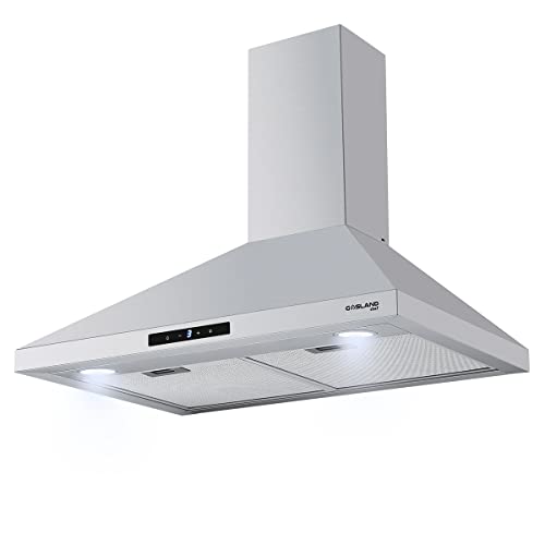 GASLAND Chef 30-inch Stainless Steel Wall Mount Kitchen Hood, 3 Speed 450-CFM Sensor Touch Control Exhaust Hood Fan, Convertible Chimney-Style, LED Lights, Aluminum Mesh Filters