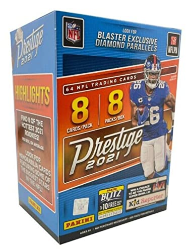 2021 Panini Prestige NFL Football BLASTER box (64 cards/bx) Look for Blaster Exclusive Diamond Parallel and Memorbilia Cards