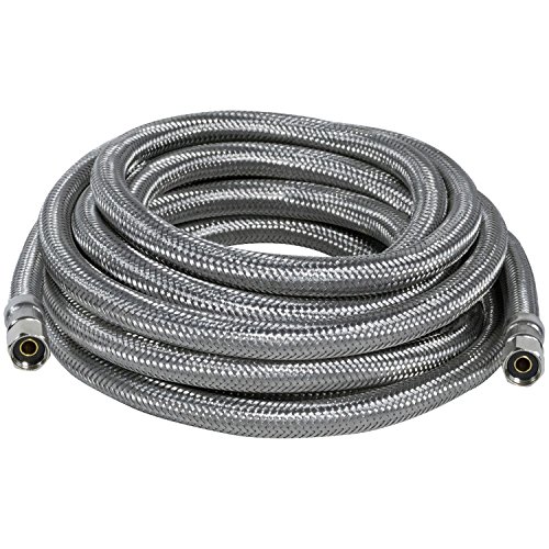 Certified Appliance Accessories Ice Maker Water Line, 15 Feet, PVC Core with Premium Braided Stainless Steel