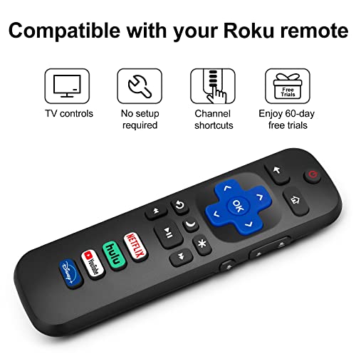 (Pack of 2) Replaced Remote Control for Roku TV, Compatible for TCL Roku/Hisense Roku/Onn Roku/Sharp Roku/Element Roku/Westinghouse Roku/Philips Roku/Insignia Roku/Jvc Roku/RCA Roku Series Smart TVs