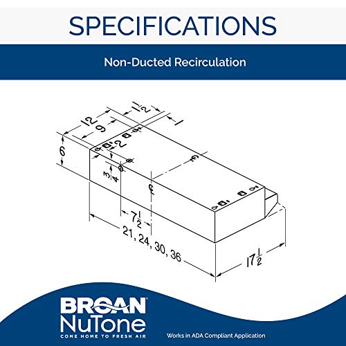 Broan-NuTone 413001 Non-Ducted Under-Cabinet Ductless Range Hood Insert, 30-Inch, White