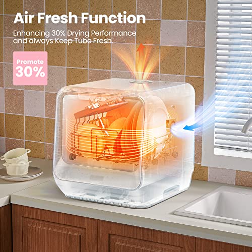 COMFEE' Countertop Dishwasher, Portable Dishwasher with 5L Built-in Water Tank, No Hookup Needed, 6 Programs, 360Â° Dual Spray, 192â Steam& Air-Dry Function, Mini Dishwasher for Apartments& RVs, White