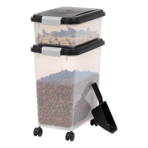 IRIS USA Airtight Pet Food Storage Combo, Black