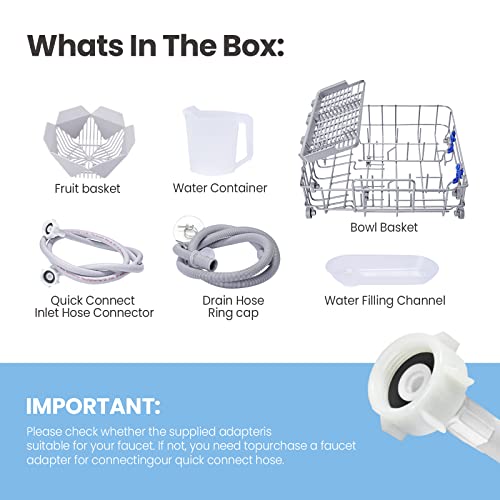 COMFEE' Countertop Dishwasher, Portable Dishwasher with 5L Built-in Water Tank, No Hookup Needed, 6 Programs, 360Â° Dual Spray, 192â Steam& Air-Dry Function, Mini Dishwasher for Apartments& RVs, White
