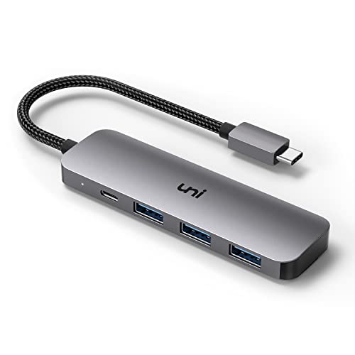 USB C Hub, uni 4-in-1 USB C Adapter with 3 USB 3.0 Ports, 100W USB-C PD Charging Port Thunderbolt 3, USB Type C to USB 3.0 Adapter (Aluminum Shell) for MacBook Pro, iPad Pro, XPS, Pixelbook, and More