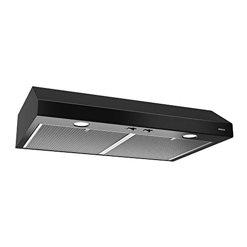 Broan-NuTone BCSD130BL Glacier 30-inch Under-Cabinet 4-Way Convertible Range Hood with 2-Speed Exhaust Fan and Light, 300 Max Blower CFM, Black