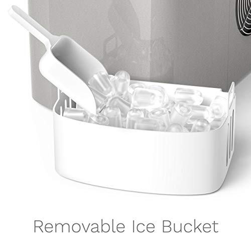 hOmeLabs Portable Ice Maker Machine for Countertop - Makes 26 lbs of Ice per 24 hours - Ice Cubes ready in 8 Minutes - Electric Ice Making Machine with Ice Scoop and 1.5 lb Ice Storage - Silver