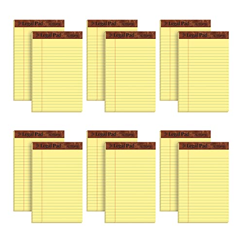 TOPS The Legal Pad Writing Pads, 5" x 8", Jr. Legal Rule, Canary Paper, 50 Sheets, 12 Pack (7501)