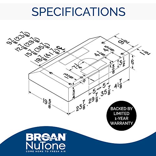 Broan-NuTone BCSD130BL Glacier 30-inch Under-Cabinet 4-Way Convertible Range Hood with 2-Speed Exhaust Fan and Light, 300 Max Blower CFM, Black
