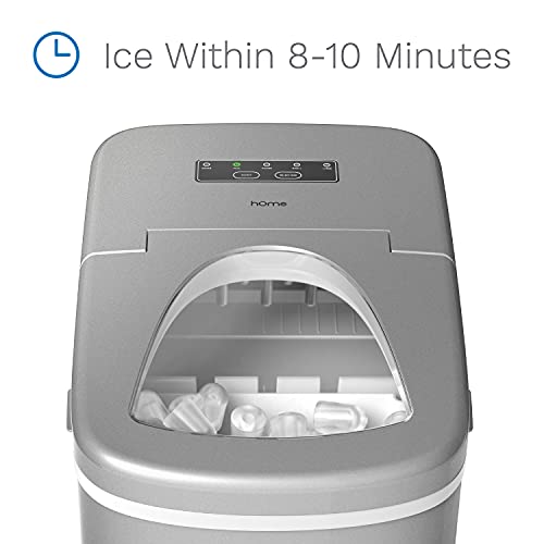 hOmeLabs Portable Ice Maker Machine for Countertop - Makes 26 lbs of Ice per 24 hours - Ice Cubes ready in 8 Minutes - Electric Ice Making Machine with Ice Scoop and 1.5 lb Ice Storage - Silver