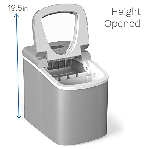 hOmeLabs Portable Ice Maker Machine for Countertop - Makes 26 lbs of Ice per 24 hours - Ice Cubes ready in 8 Minutes - Electric Ice Making Machine with Ice Scoop and 1.5 lb Ice Storage - Silver