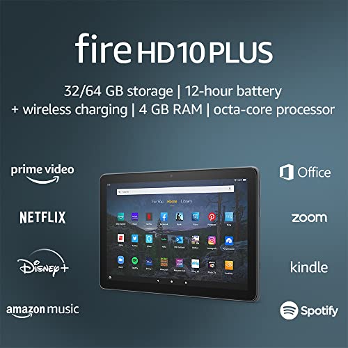 Introducing Fire HD 10 Plus tablet, 10.1", 1080p Full HD, 32 GB, Slate
