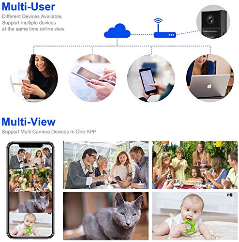 Mini Spy Camera 1080P WiFi Hidden Video Camera Wireless Covert Security Cameras 150° Wide Angle Nanny Cam with DIY Interchangeable Lens/Night Vision/Motion Activated for Home Surveillance(New Version)