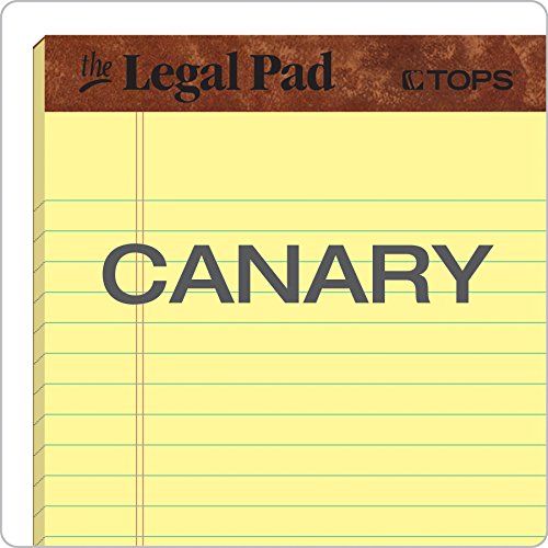 TOPS The Legal Pad Writing Pads, 5" x 8", Jr. Legal Rule, Canary Paper, 50 Sheets, 12 Pack (7501)