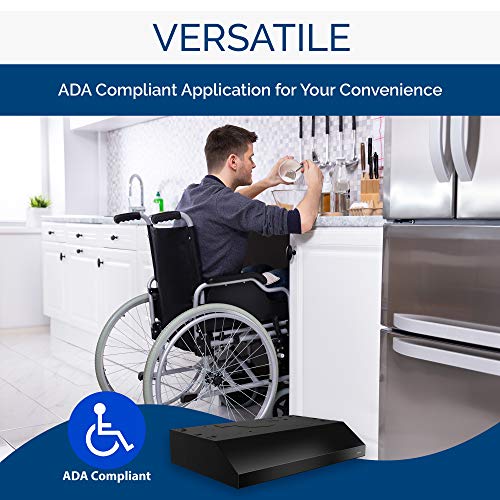 Broan-NuTone BCSD130BL Glacier 30-inch Under-Cabinet 4-Way Convertible Range Hood with 2-Speed Exhaust Fan and Light, 300 Max Blower CFM, Black