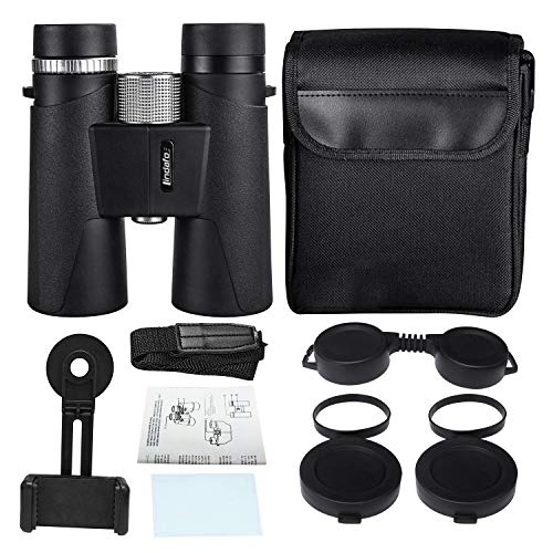 12x42 Binoculars for Adults - HD Low Light Night Vision - Compact Lightweight (1.05lb) - Powerful BAK4 Prism FMC Lens - Waterproof Binoculars for Bird Watching, Hunting, Sports -Phone Adapter Included
